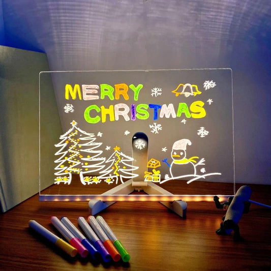 Magic
Message  Board - Ziarra Home - LED Lamp Acrylic Message Note Board Erasable USB Children‘s Drawing Board