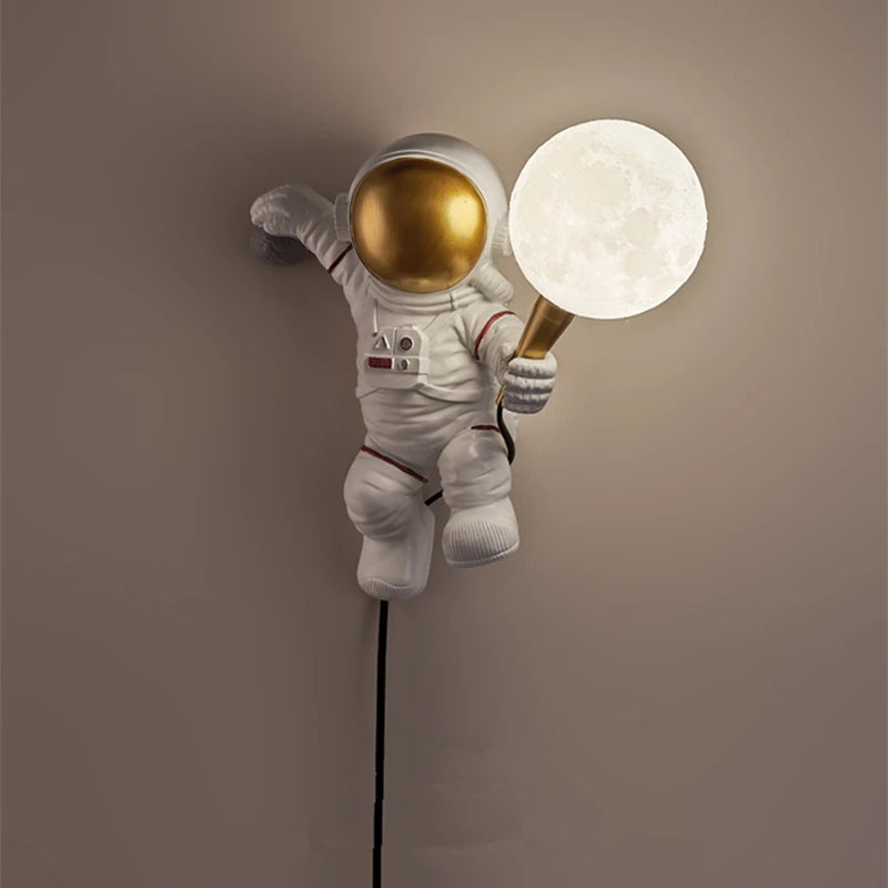 Astronaut moon wall lamp