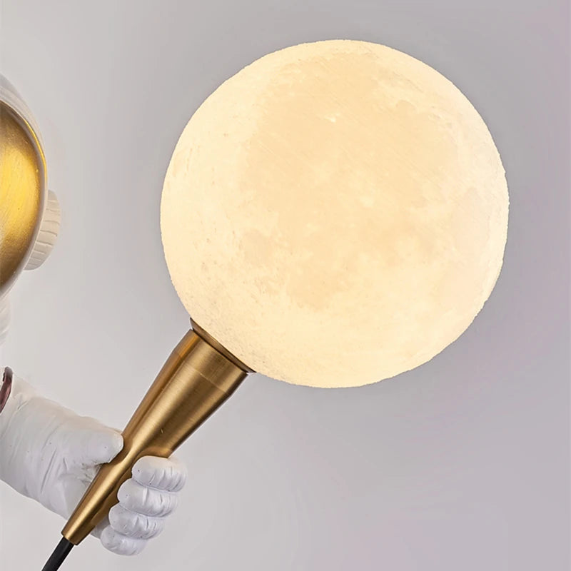 Astronaut moon wall lamp