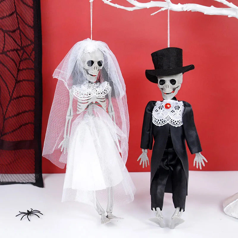 Hanging Ornaments Bride And Groom Skull Bone