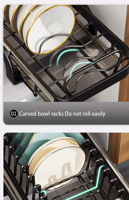 Pull-out bowl and dish rack