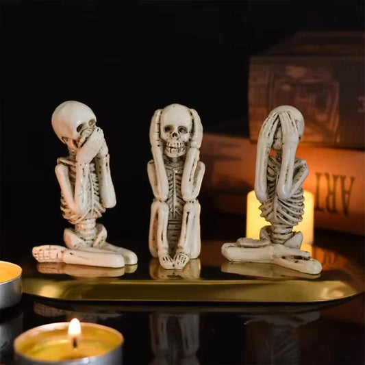 3pcs Skull Statues