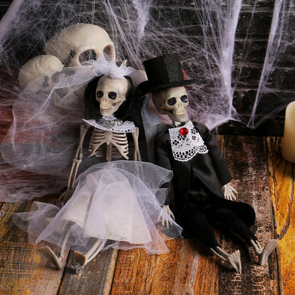 Hanging Ornaments Bride And Groom Skull Bone