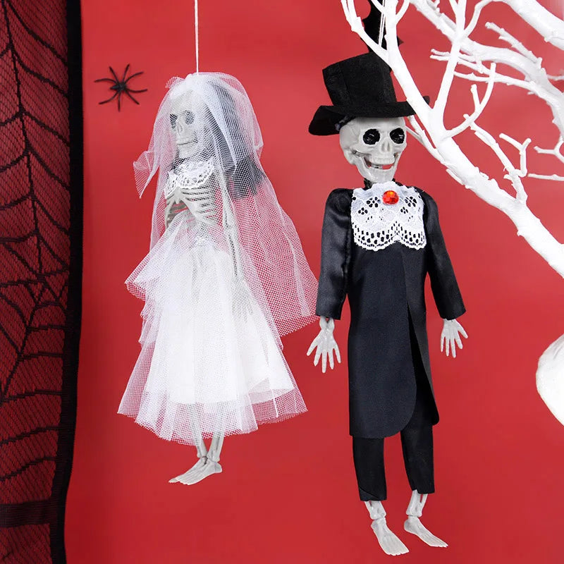 Hanging Ornaments Bride And Groom Skull Bone