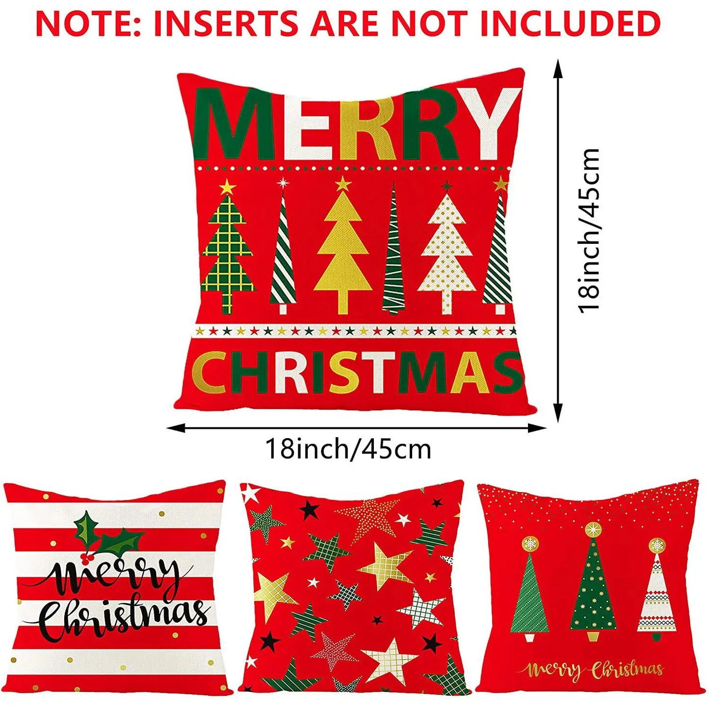 Linen Christmas Pillow Cases (Set of 4)