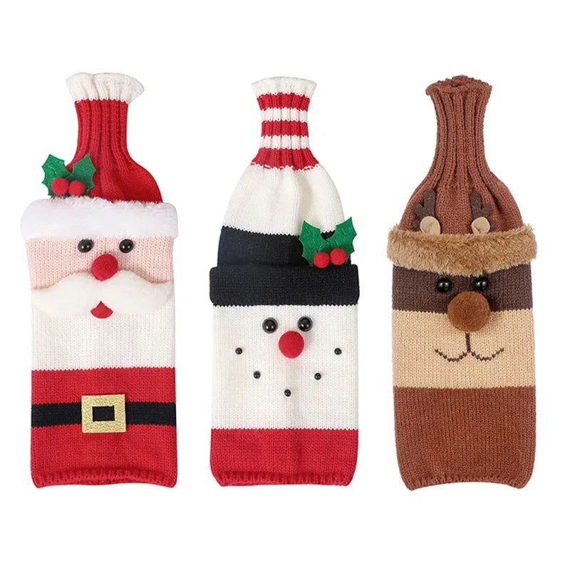 Merry Christmas Knitted Wine Bottle Cover