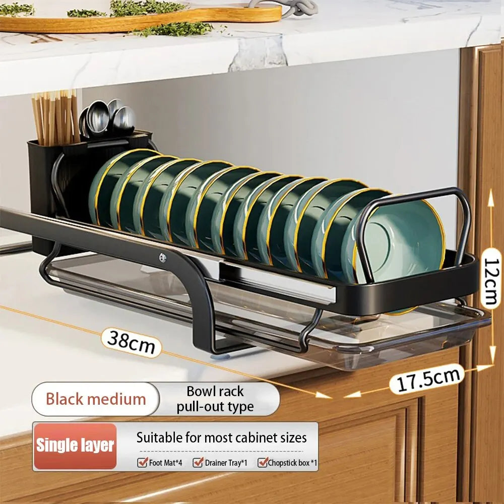 Pull-out bowl and dish rack