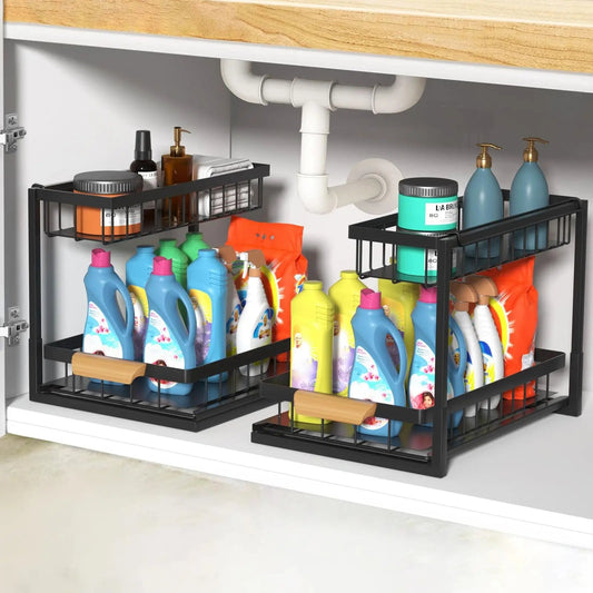 Under sink organizer with sliding drawer - Ziarra home