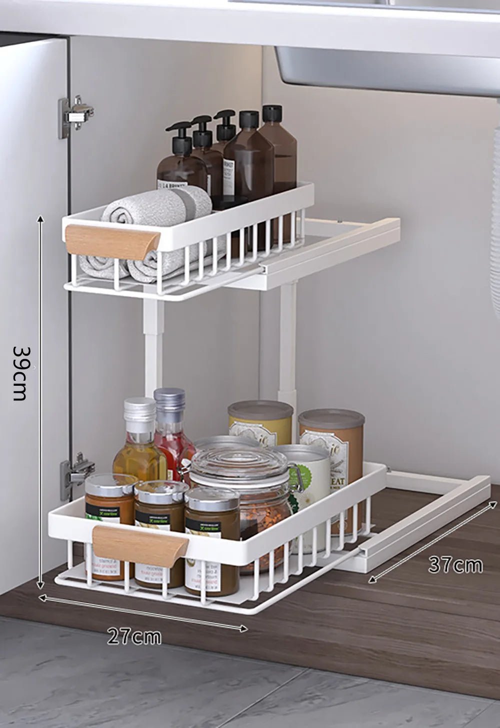 Under sink organizer with sliding drawer - Ziarra home