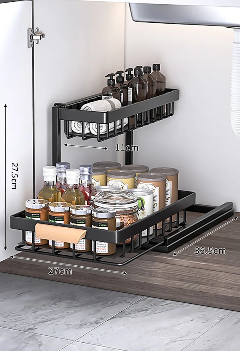 Under sink organizer with sliding drawer - Ziarra home