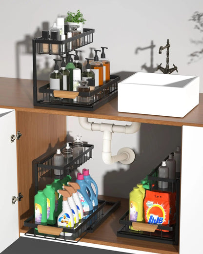 Under sink organizer with sliding drawer - Ziarra home