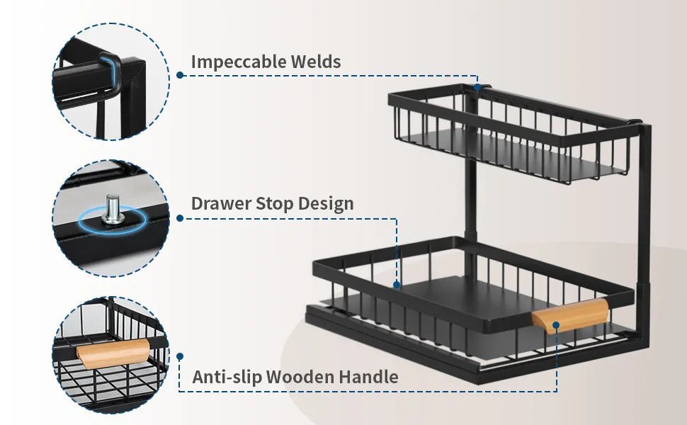 Under sink organizer with sliding drawer - Ziarra home