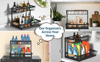 Under sink organizer with sliding drawer - Ziarra home