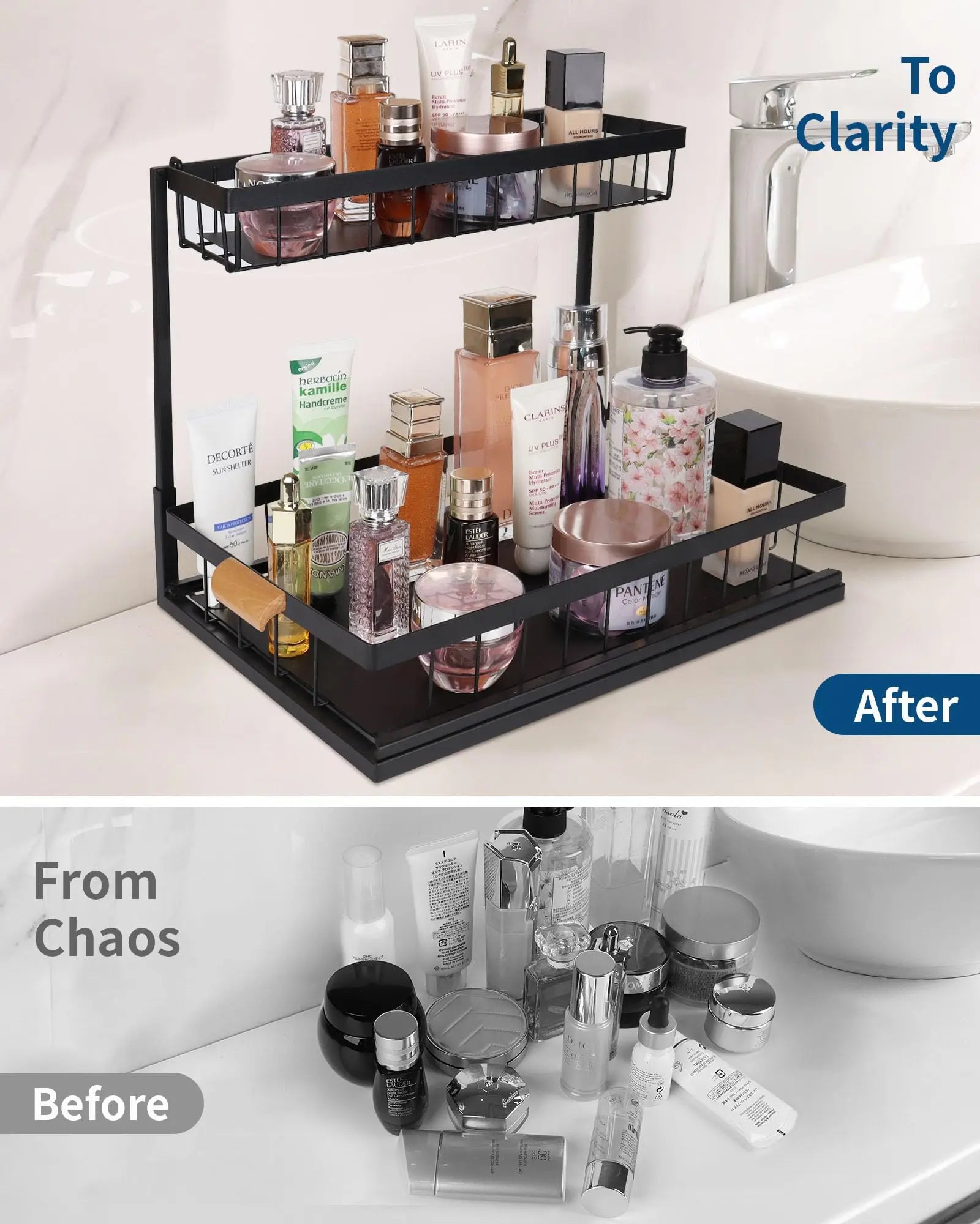 Under sink organizer with sliding drawer - Ziarra home