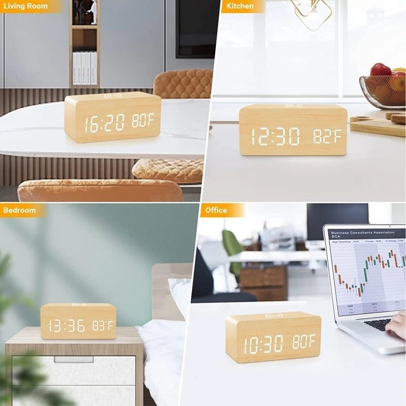 Wooden digital alarm clock - Ziarra home