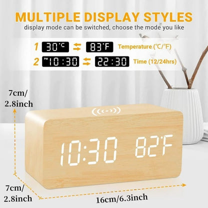 Wooden digital alarm clock - Ziarra home