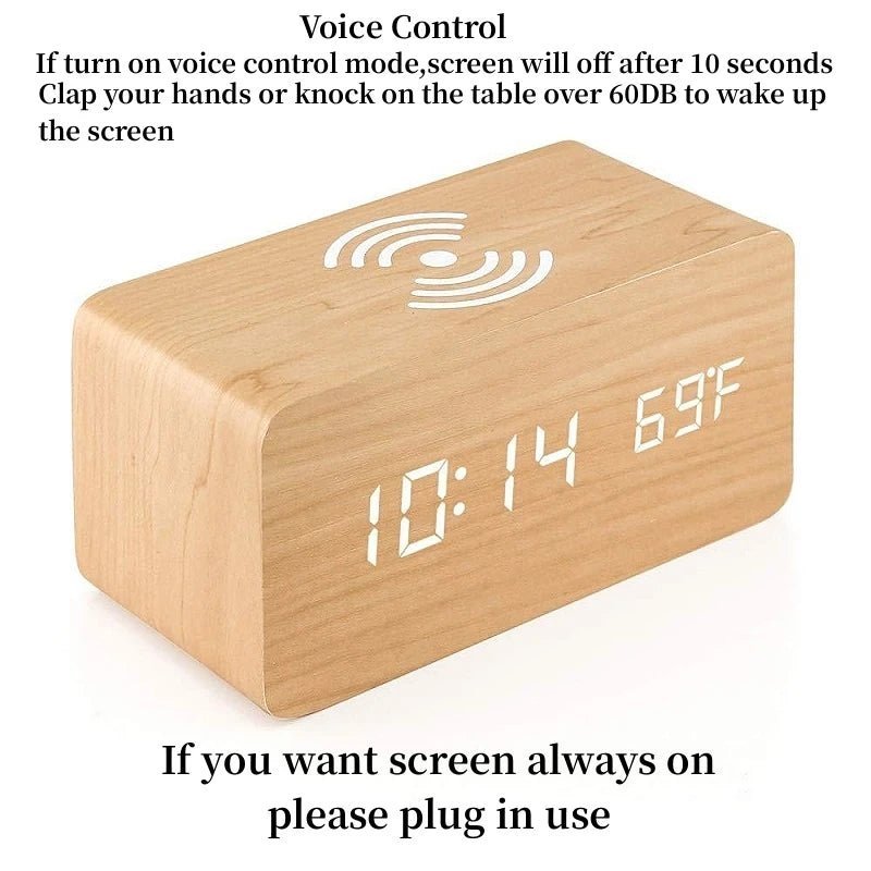 Wooden digital alarm clock - Ziarra home